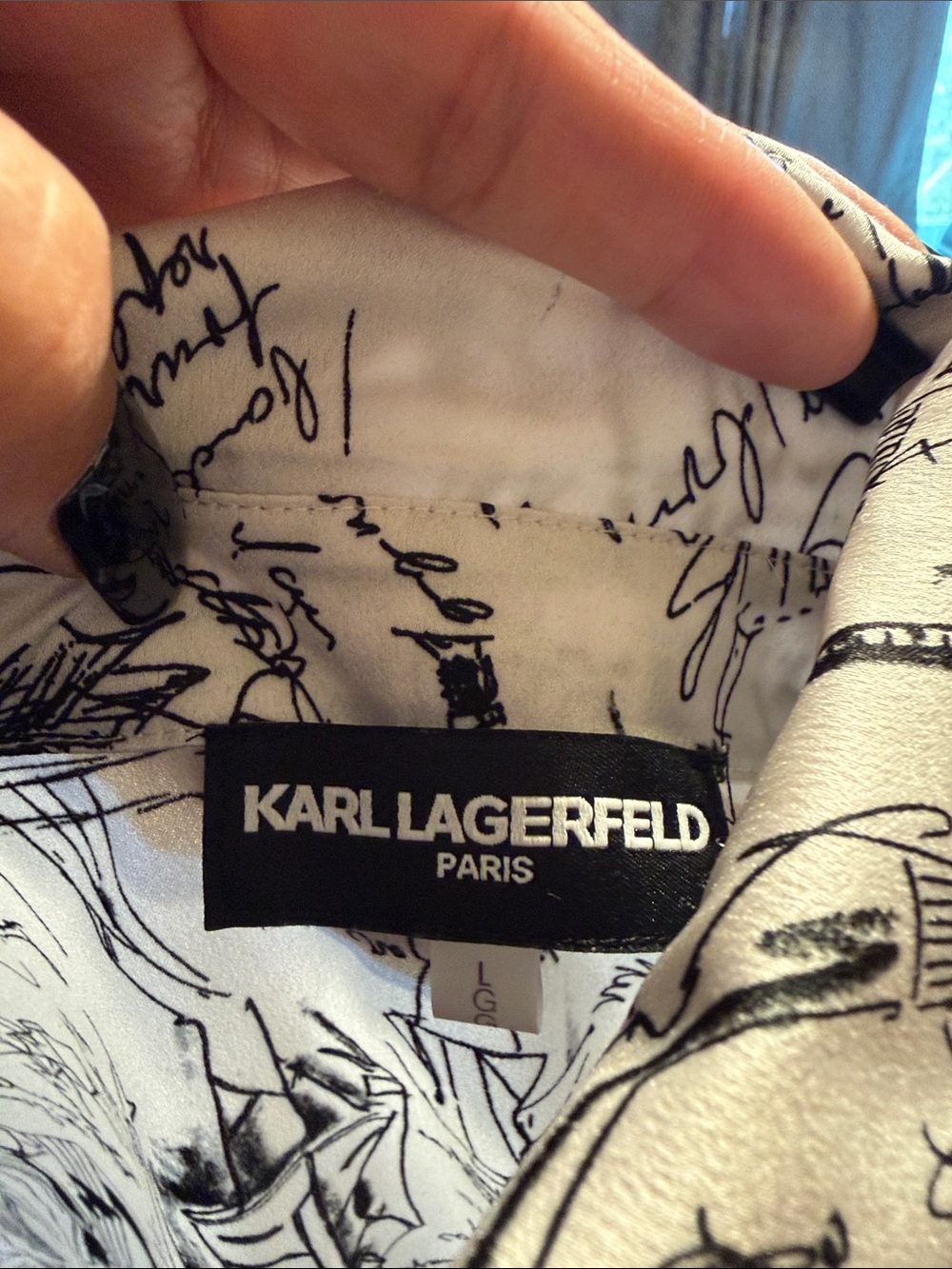 Karl Lagerfeld White Shirt with Black Script Print